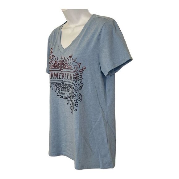 Women's Patriotic Graphic V-Neck Tee - Picture 2 of 3